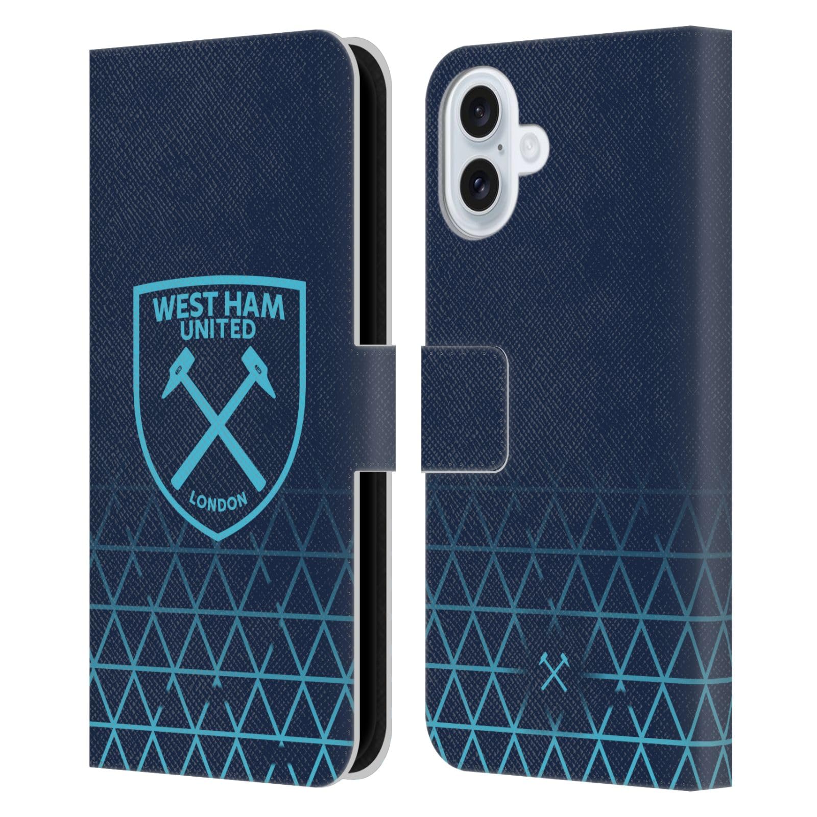 Head Case Designs Officially Licensed West Ham United FC Third 2023/24 Crest Kit Leather Wallet Case Compatible With Apple iPhone 16 Plus โ image 1
