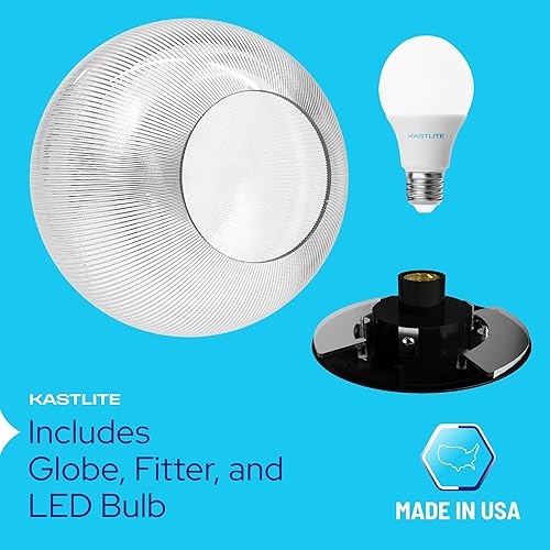 Miniatura 2 de KastLite Accesorio de iluminación combinado de poste de lámpara  Lente prismática sin cuello de 16 pulgadas con clips de ala negros  Se adapta a