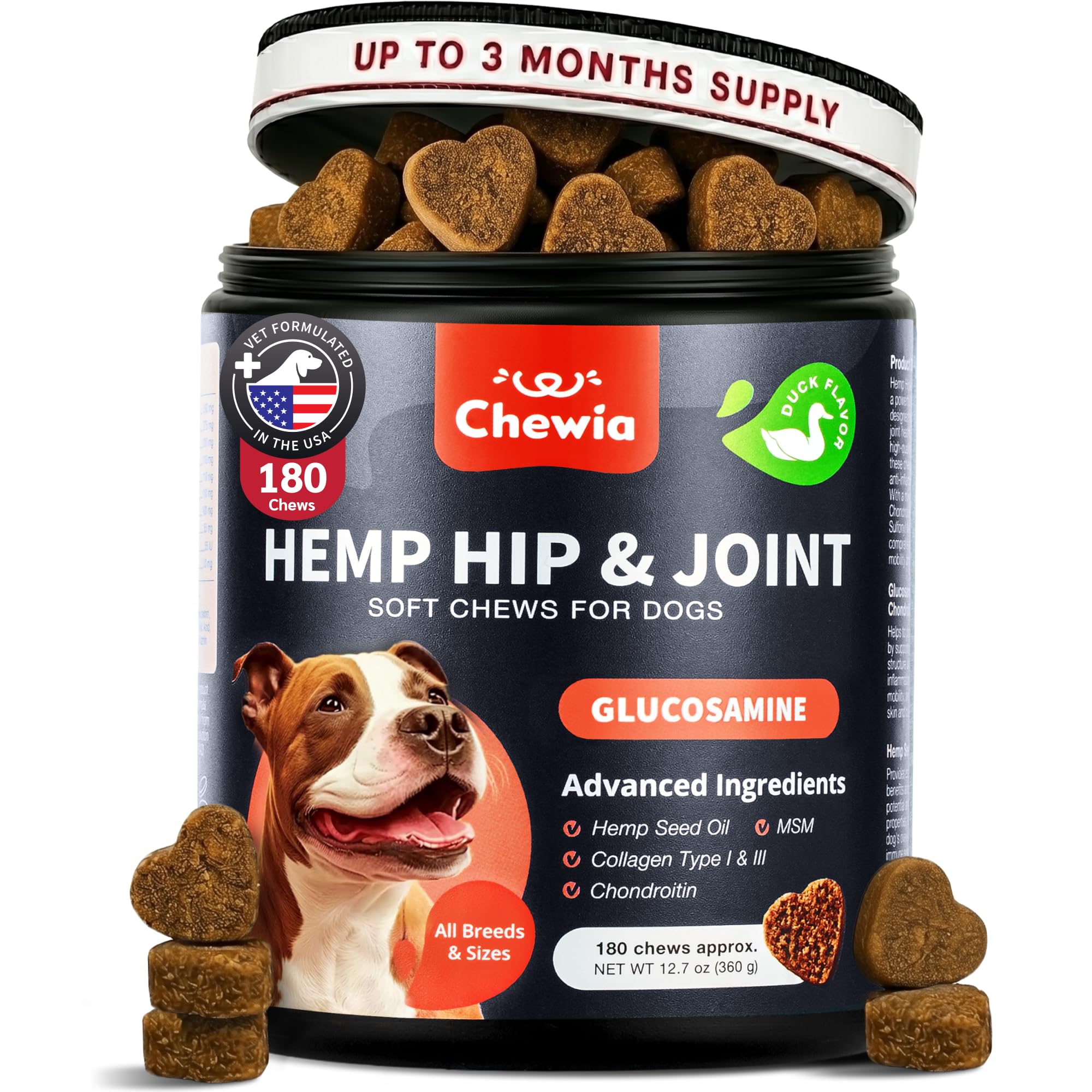 Hip &amp; Joint Chews for Dogs – Glucosamine Joint Supplement for Mobility