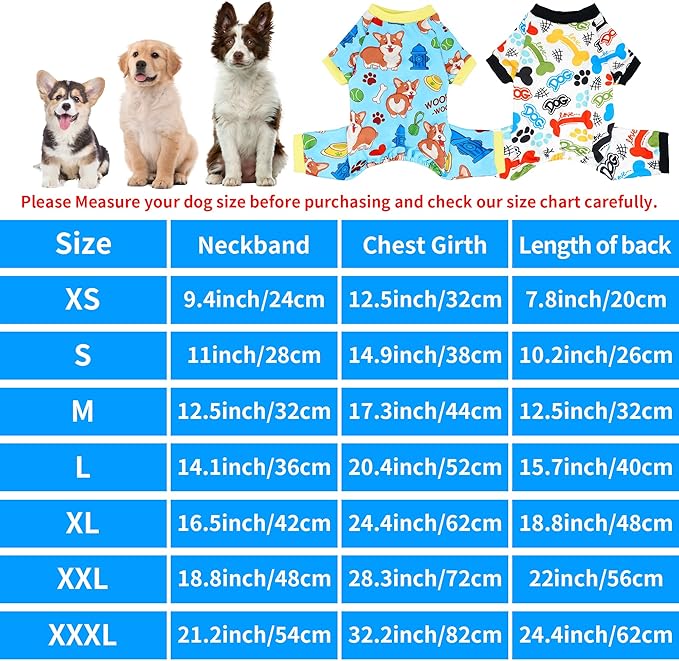 2 Pijamas para Perro XXL Manga Larga Estampado Hueso y Pata miniatura 2