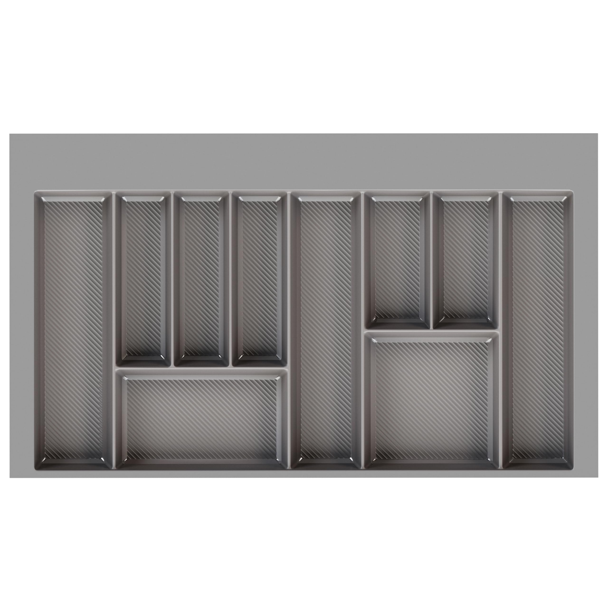 Sossai organizador de cubiertos Divio Grip para cajones de 90 cm de ancho, 85 x 49 cm – recortable, 10 compartimentos, color: antracita, organizador de cubiertos de plástico resistente