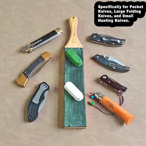Miniatura 3 de Juego de puntillas de cuero para afilar cuchillos con compuesto de pulido, juego de doble cara para afilar cuchillos de 14 x 2 pulgadas para afilar