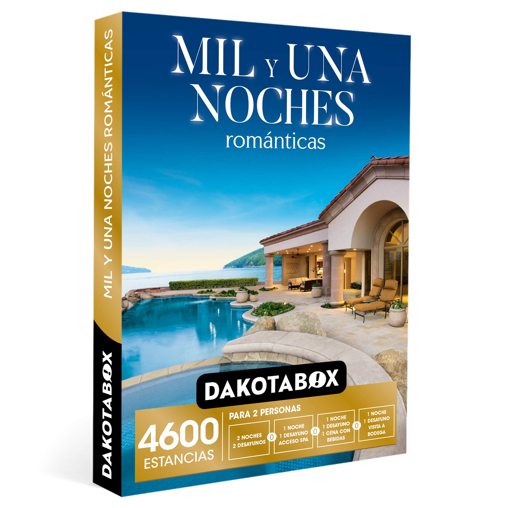 DAKOTABOX - Caja Regalo hombre mujer pareja idea de regalo - Mil y una noches románticas - 4600 estancias en palacios, hoteles de hasta 5*, balnearios y mucho más
