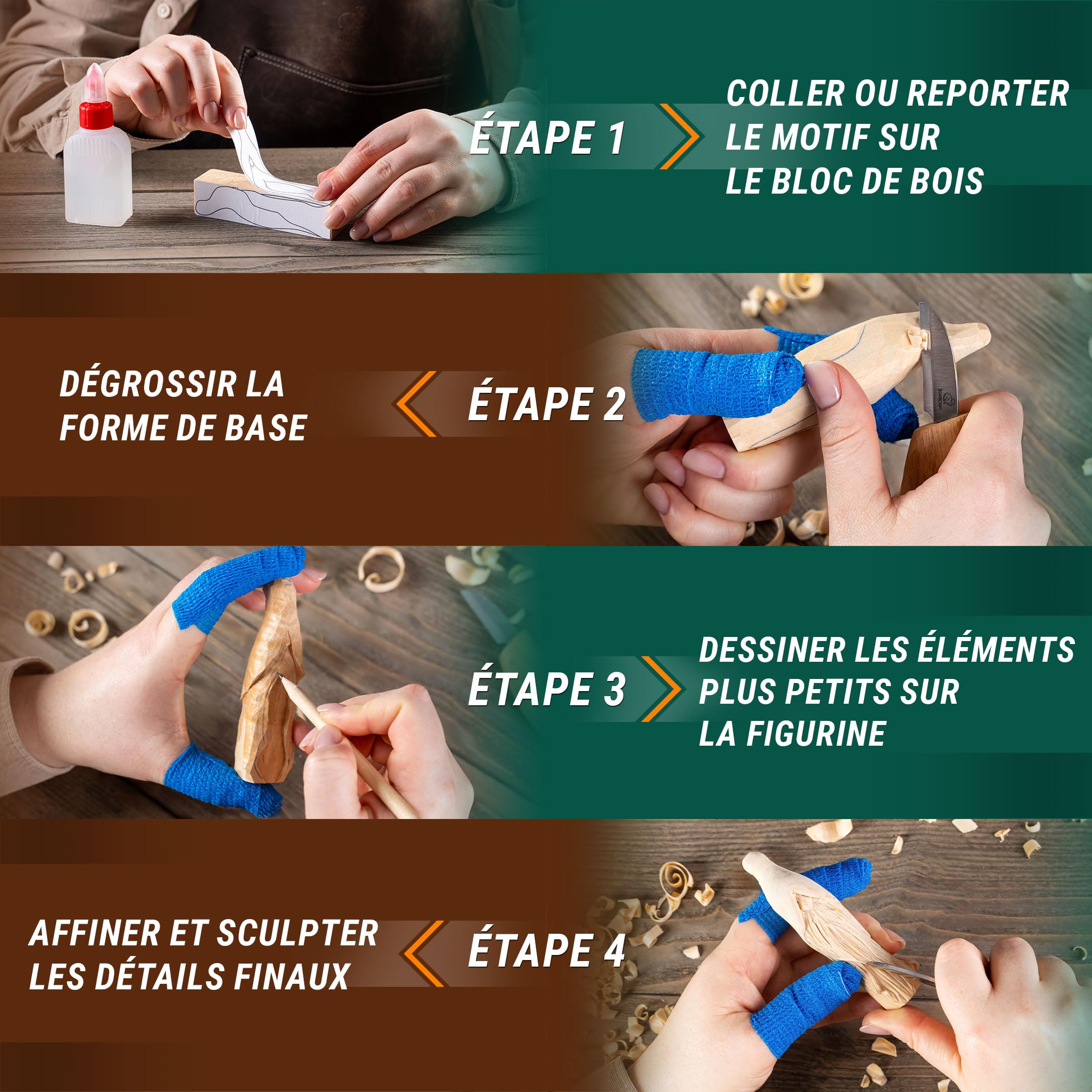 BeaverCraft Kit de sculpture sur bois pour débutants, Kit de gravure sur bois pour débutants - Outils de sculpture Kit de travail sur bois pour adultes et adolescents DIY03 Wizard
