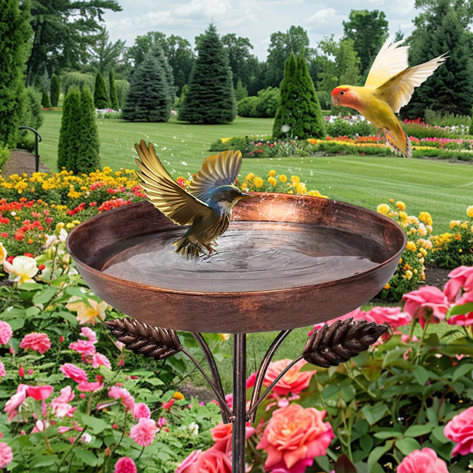 Abbeveratoio per uccelli da giardino, in metallo, per uccelli selvatici, per uccelli selvatici, per uccelli, mangiatoie, balcone, giardino