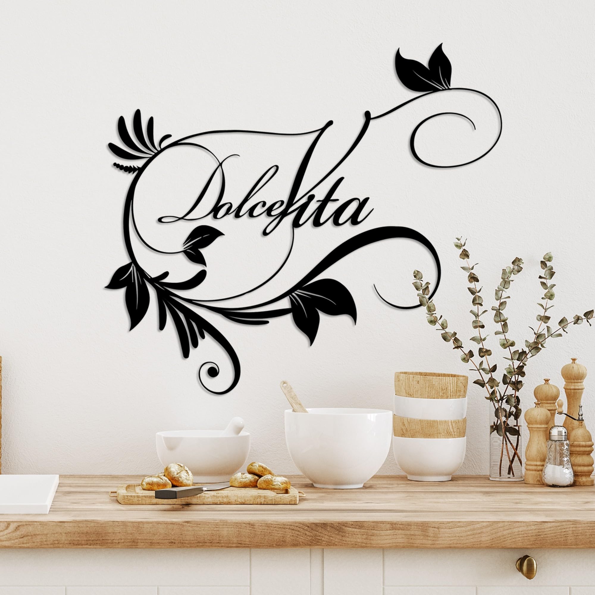Stylish Black Decorative Metal Wall Accessory, 56 x 48 cm, 100% Metal, 1.5 mm Thickness, Lightweight & Modern Design for Home Decor