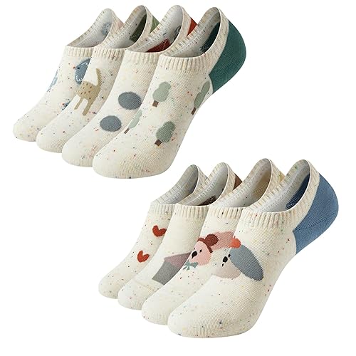 YCJMEIZZAO Women Cat Socks Cotton Cute Ankle Sock No Show Low Cut Socks Ankle Sock Novelty Gifts for Animal Lovers - Medium - 8 Pairs Polychromatic Combination