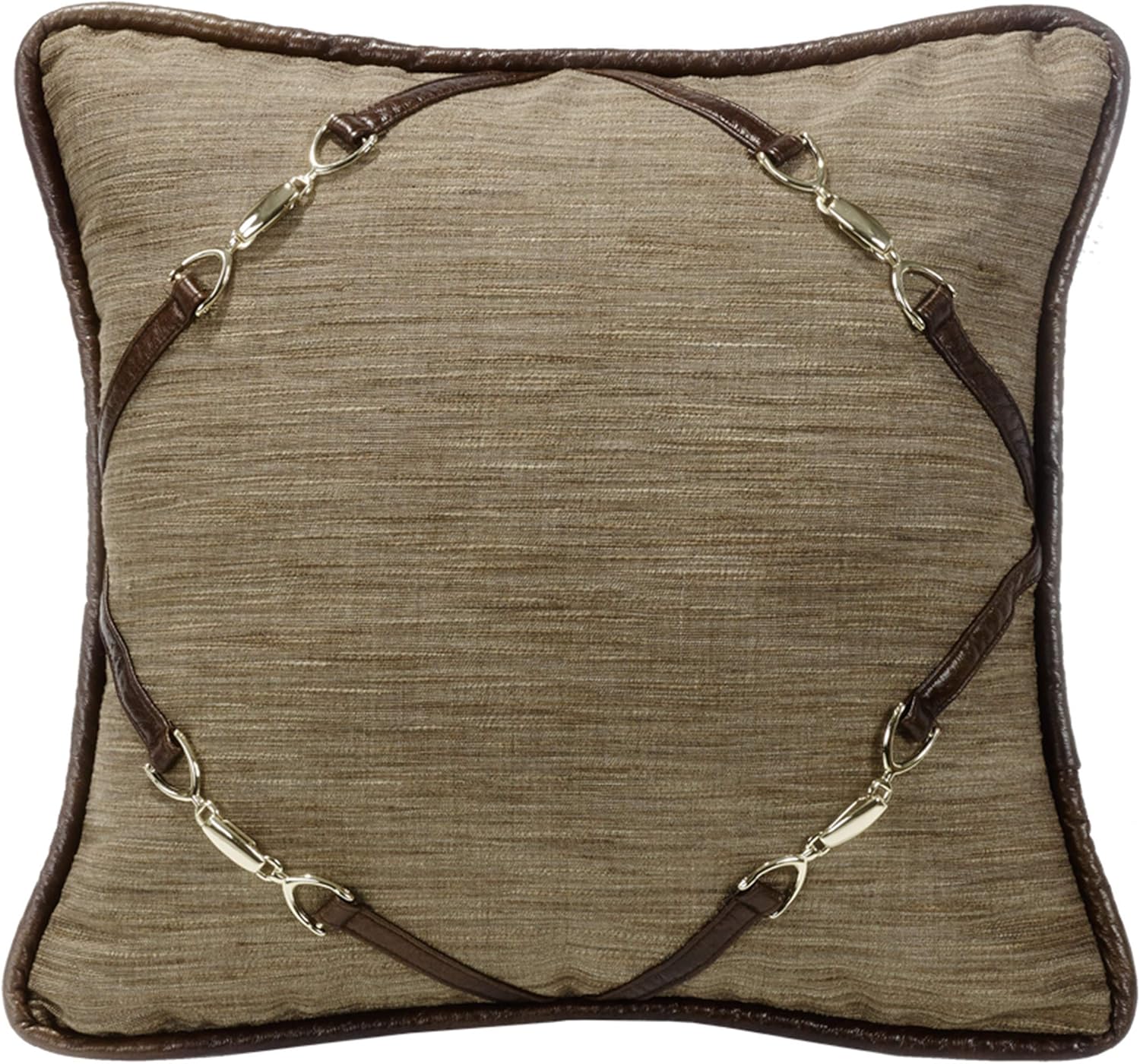 Paseo Road by HiEnd Accents Highland Lodge Framed Tree Faux Leather Decorative Throw Pillow, 18x18 inch, Rustic Cabin Western Luxury Bedding