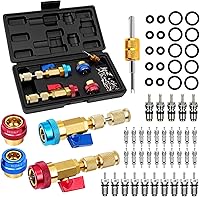DikTalk 60pcs AC Schrader Valve Core Removal Tool Kit for R134A R1234YF R22 - Remover Installer with O-Rings Seals High Low Pressure