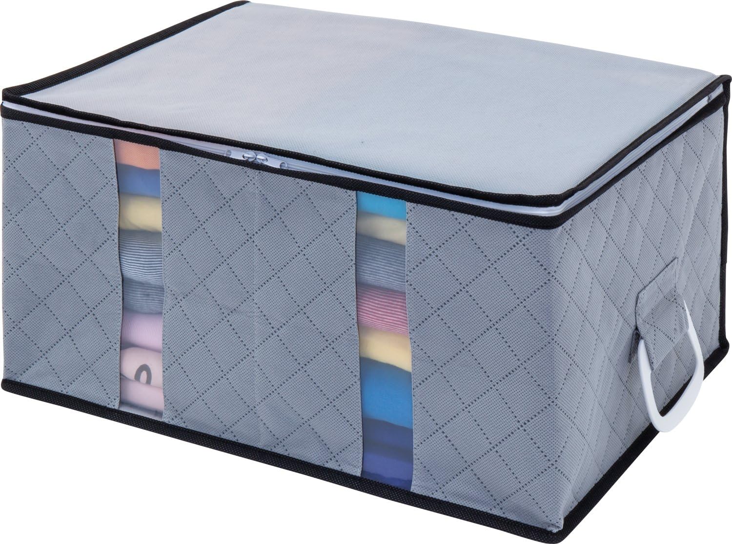 Charcoal Fiber Clothing Organizer Bag, 2Cells, Carry Handles, Grey 902-1