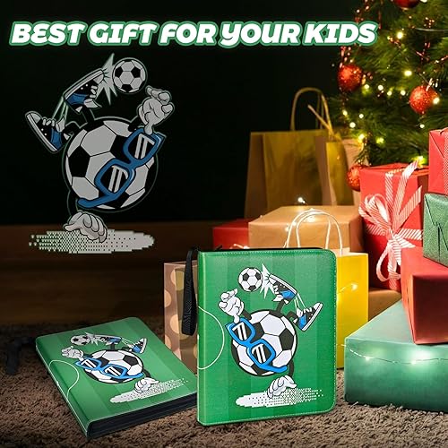 Miniatura 7 de Carpeta de tarjetas de fútbol para 900 tarjetas deportivas con 50 fundas extraíbles de doble cara con cremallera, carpeta de tarjetas