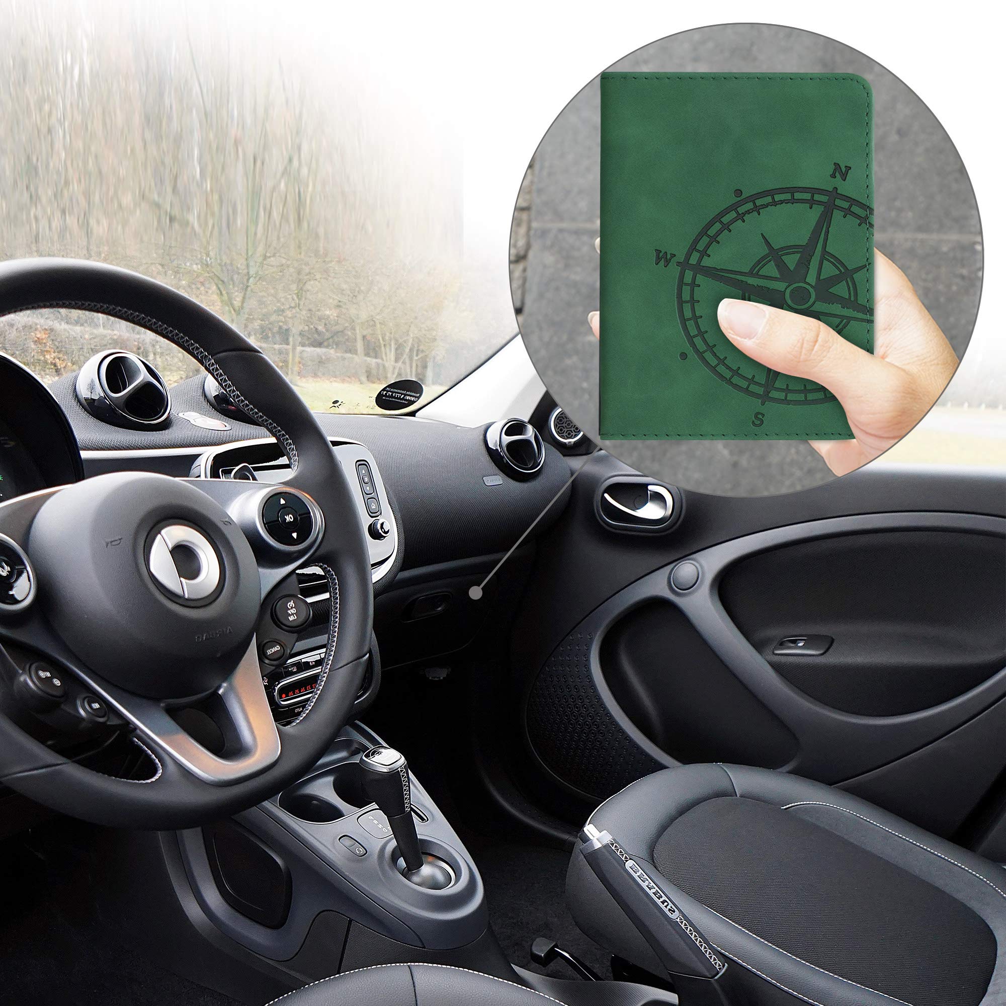 kwmobile etui na dowód rejestracyjny pojazdu z przegródkami na karty, sztuczna skóra etui na świadectwo dopuszczenia - dmuchawiec Love, szary, ciemnozielony, S