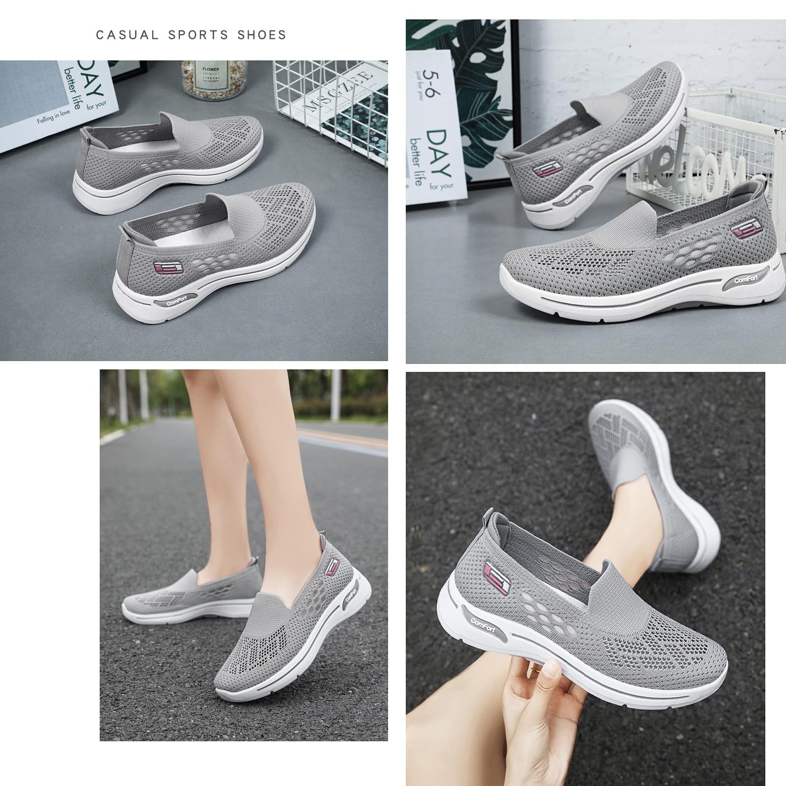 Zapatos ortopédicos para caminar para mujer, tejido de malla, ortopédicos, sin cordones, suela suave, refrescantes, cómodos, ligeros, transpirables, tenis al aire libre, deportes, manos libres