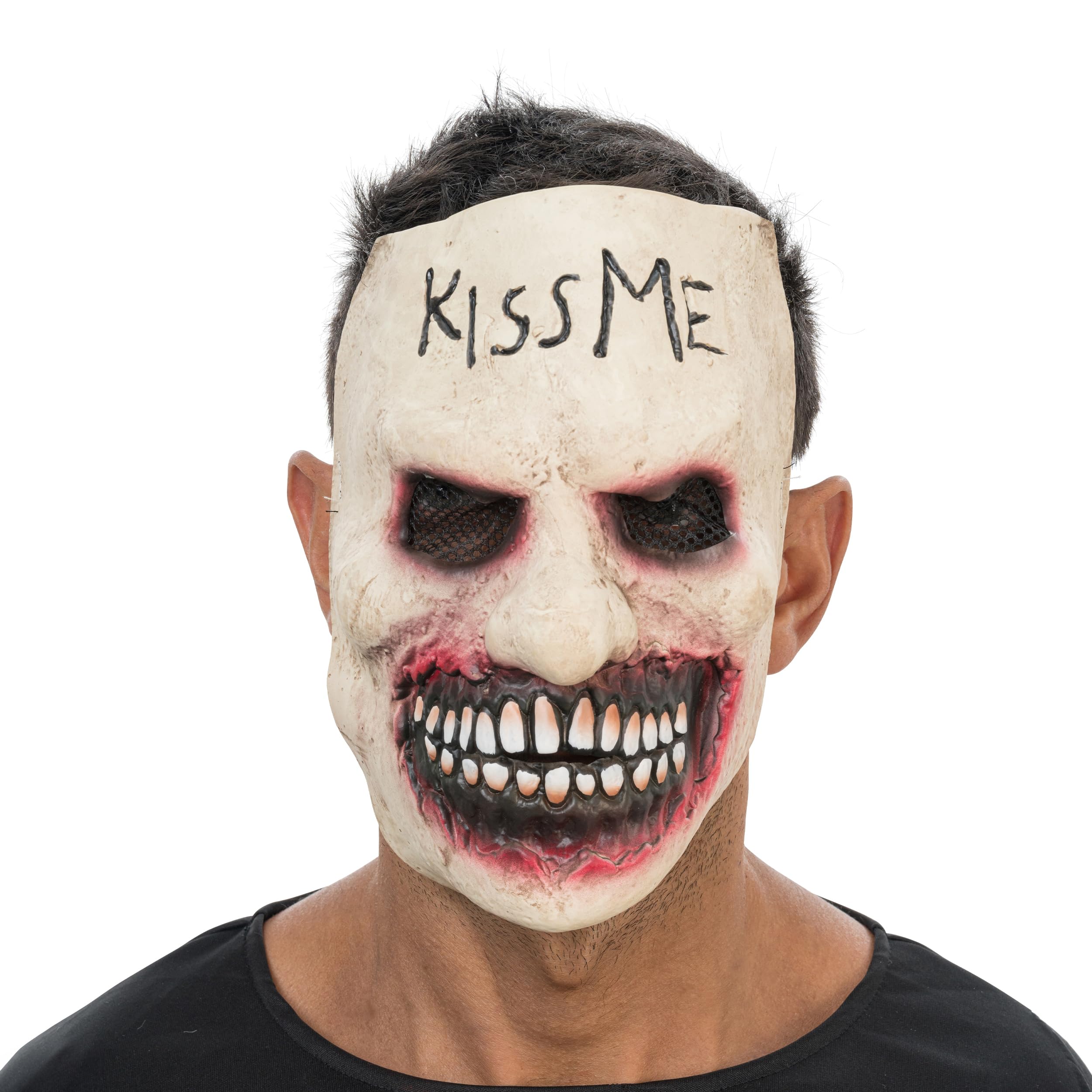 Chaks - Horror Mask "Kiss Me", Latex Full Mask with Elastic Band, Costume Accessories for Halloween, Carnival & Theme Party