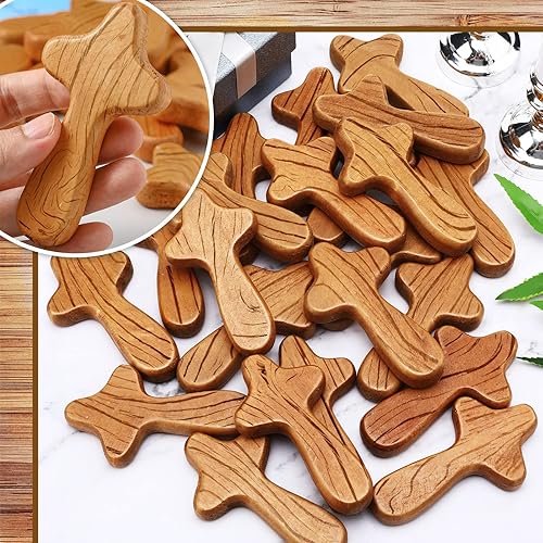 Miniatura 5 de 24 cruces de madera a granel, bolsillo de oración de mano, cruz de pino, pascua, cruz de mano, Jesús, aferrado, regalo religioso y cristiano