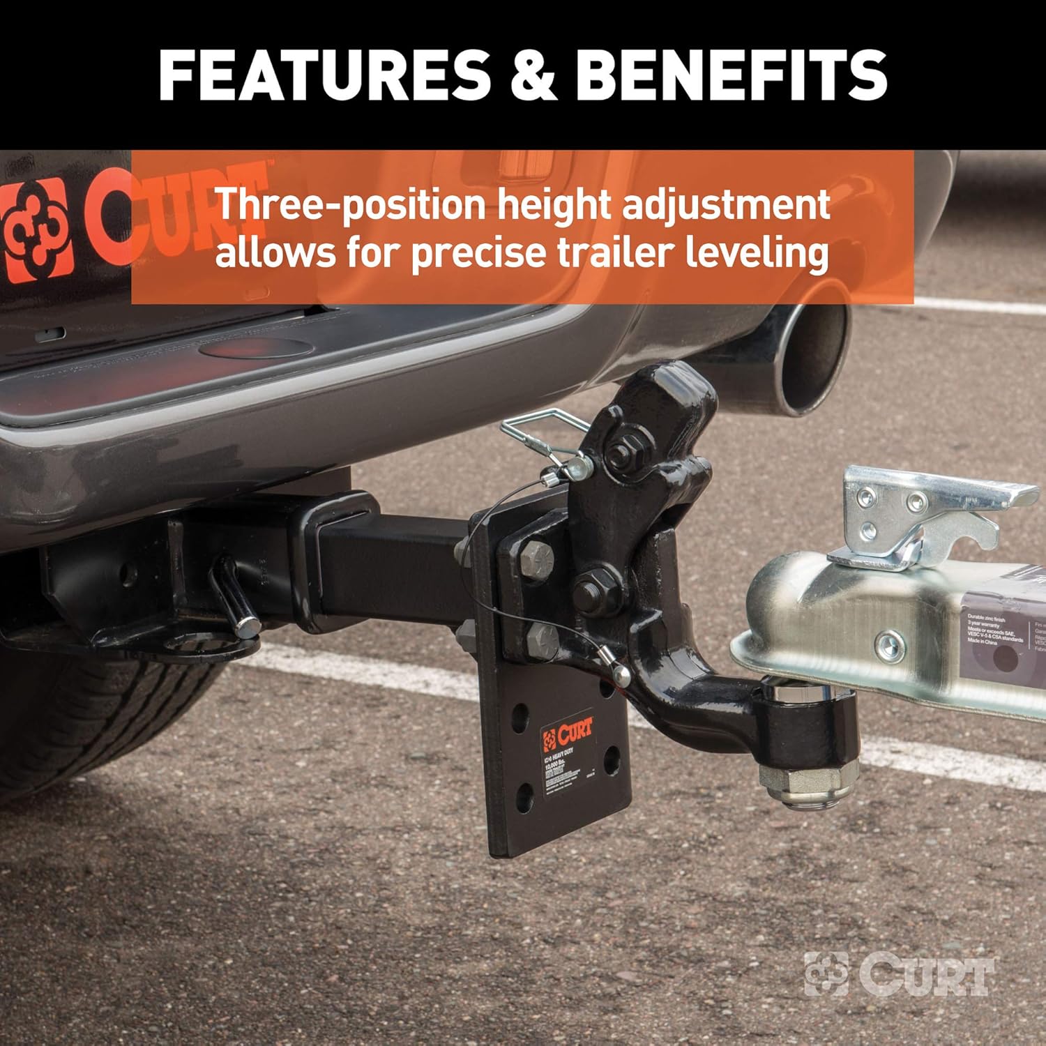 Best Seller CURT 48328 Adjustable Pintle Mount for 2-Inch Hitch Receiver, 15,000 lbs, 6-1/2-Inch Drop, 6-Inch Length