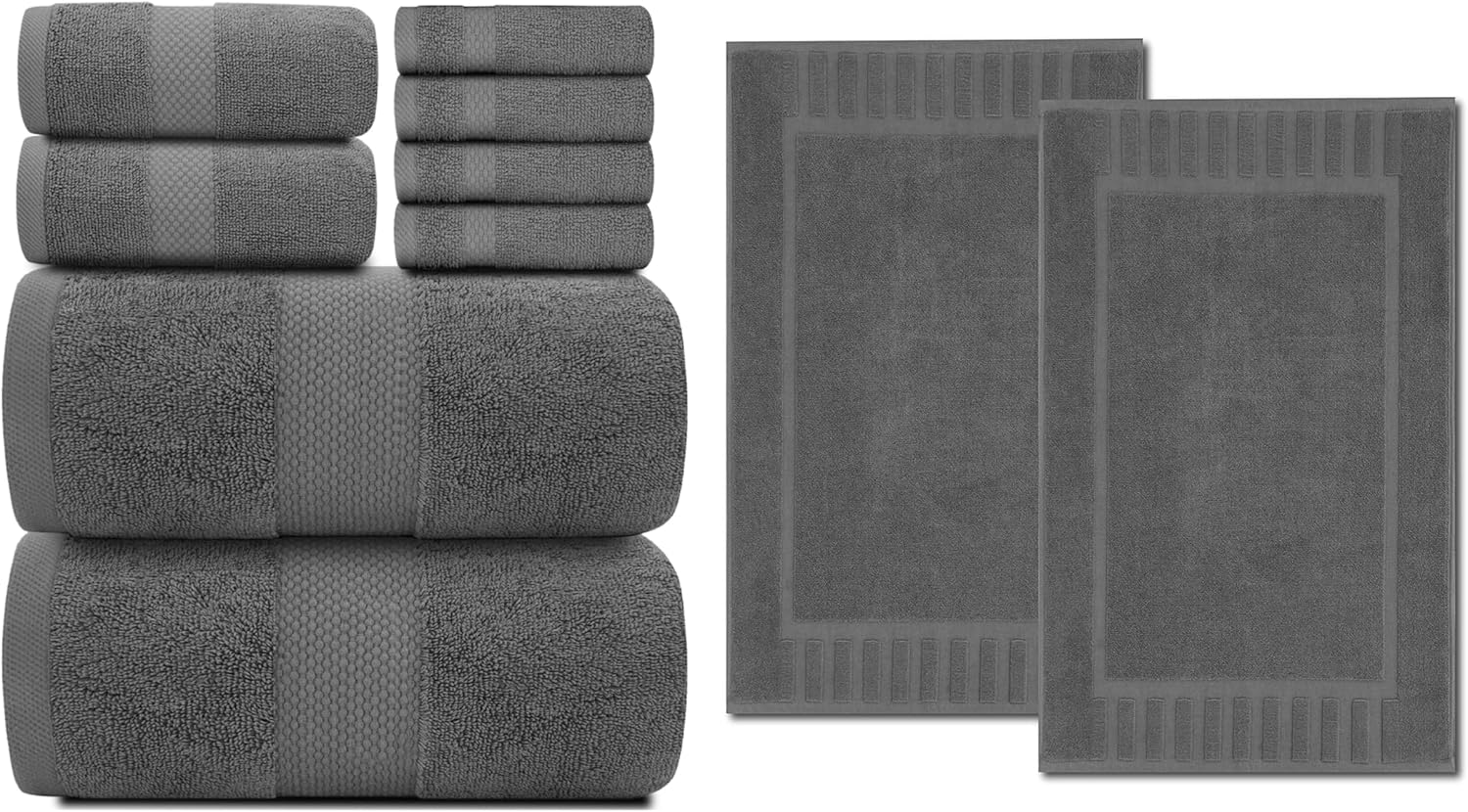 Amazon.com: White Classic Luxury 8 Piece Bath Towel Set Luxury Bath Mat ...