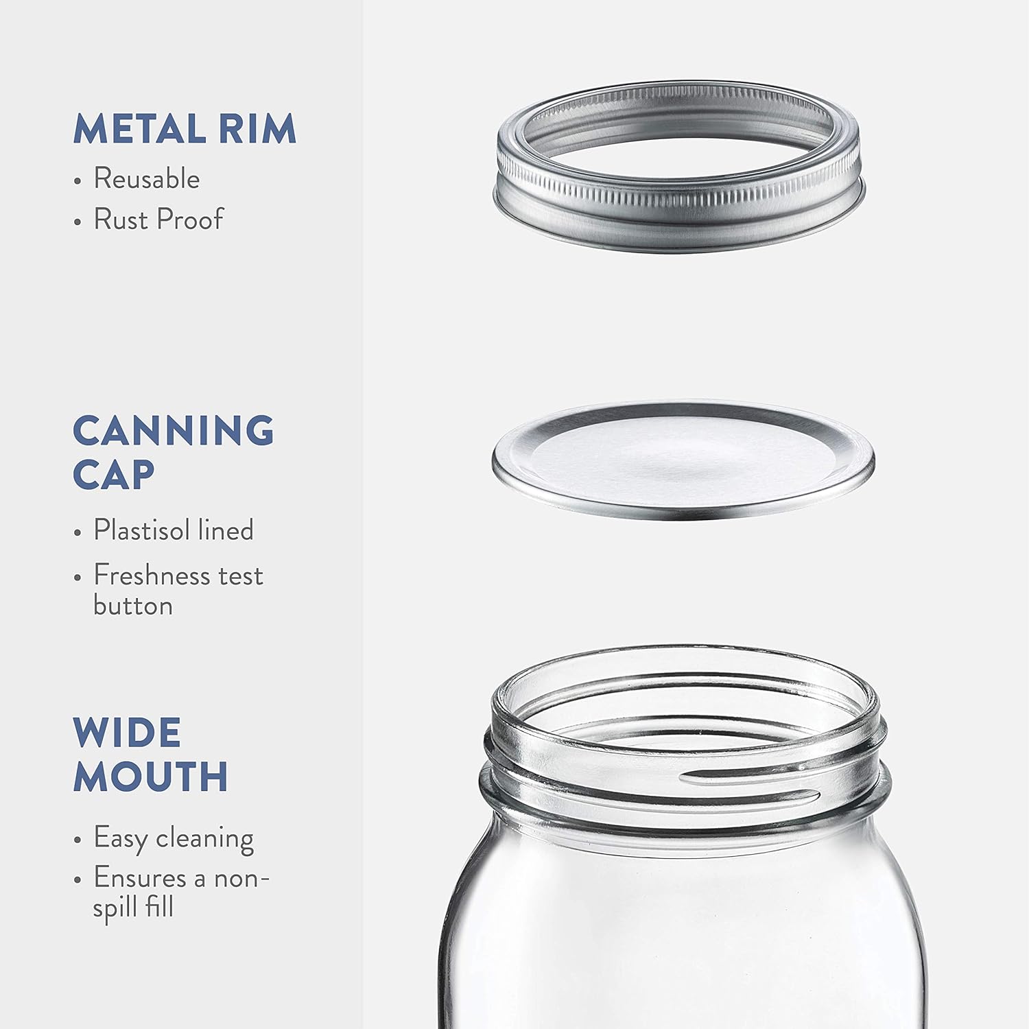 Paksh Novelty Wide Mouth Mason Jars 32 oz, Mason Jars with Lids, 2-Pack