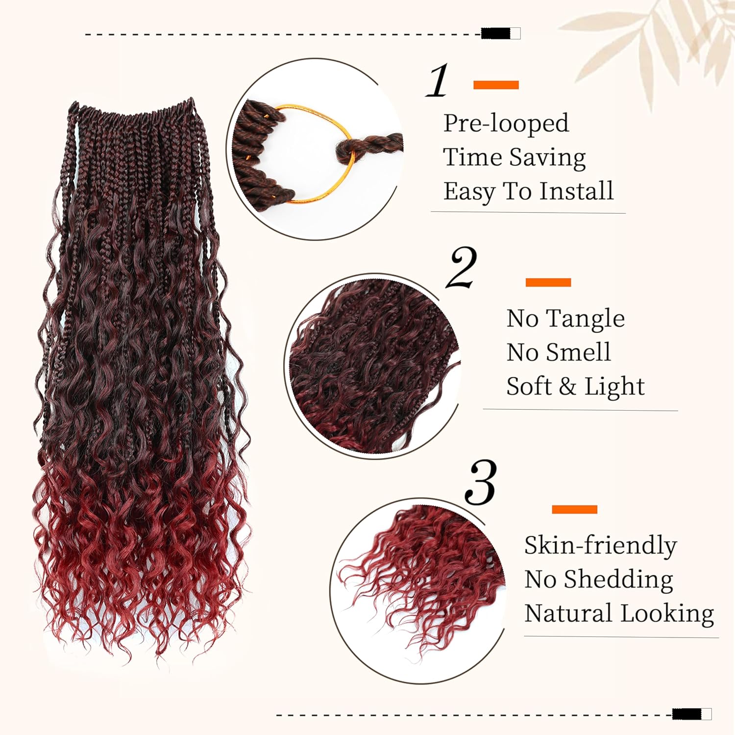 Boho Crochet Braids Pure Protein Fiber Close to Human Hair 20 Inch 10 Packs Goddess Box Braids with Soft Curls Bohemian Braids Crochet Hair for Black Women(20Inch TBUG#)