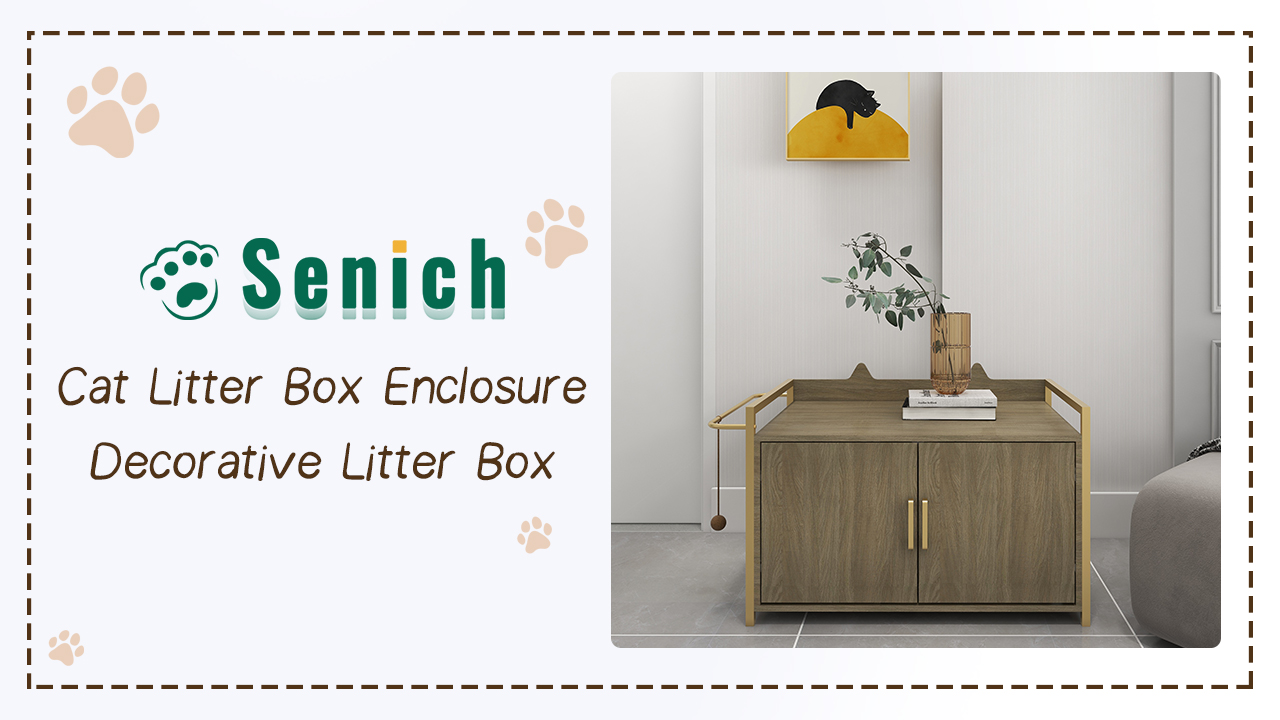 Senich Cat Litter Box Enclosure/Litter Box Furniture/Washroom Bench Cabinet/Decorative Wooden Pet House with Table/Easy… - Image 7