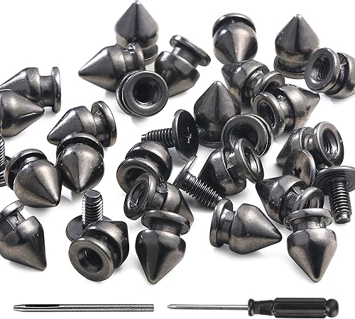 YORANYO 100 juegos de clavos y tachuelas de 0.374 in para ropa, remaches de metal para cuero, punk, remaches, tachuelas y picos para ropa, zapatos,