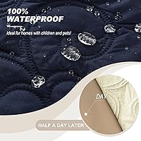 Vista 4 de Genina Fundas de sofá para sofá de 2 cojines, 100% impermeables, fundas de sofá reclinable de 3 asientos para sofás reclinables, protector de Azul