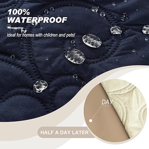 Vista 55 de Genina Fundas de sofá para sofá de 2 cojines, 100% impermeables, fundas de sofá reclinable de 3 asientos para sofás reclinables, protector