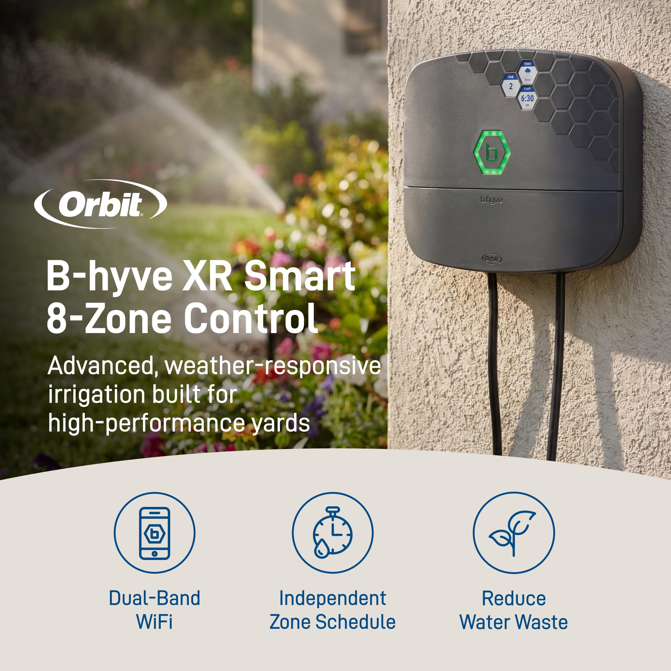 Orbit B-hyve XR Smart Sprinkler Timer - 8-Zone - WiFi-Enabled IndoorOutdoor Irrigation Controller - App Control - Weatherproof Watering System - Multi Zone - Custom Programs - 57985 product thumbnail 3