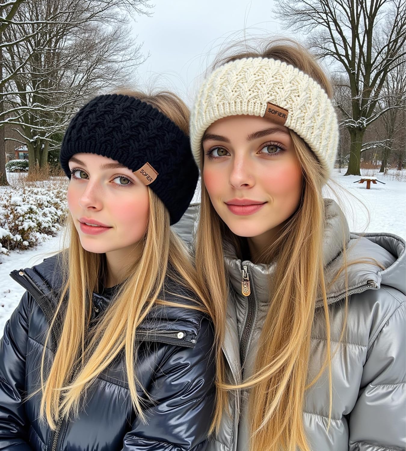 Sofier Winter Headbands for Women 3 Packs Knit Ear Warmers Soft Fuzzy Fleece Lined Cold Weather Ear Muffs Christmas Stocking Stuffers Gifts - Image 4