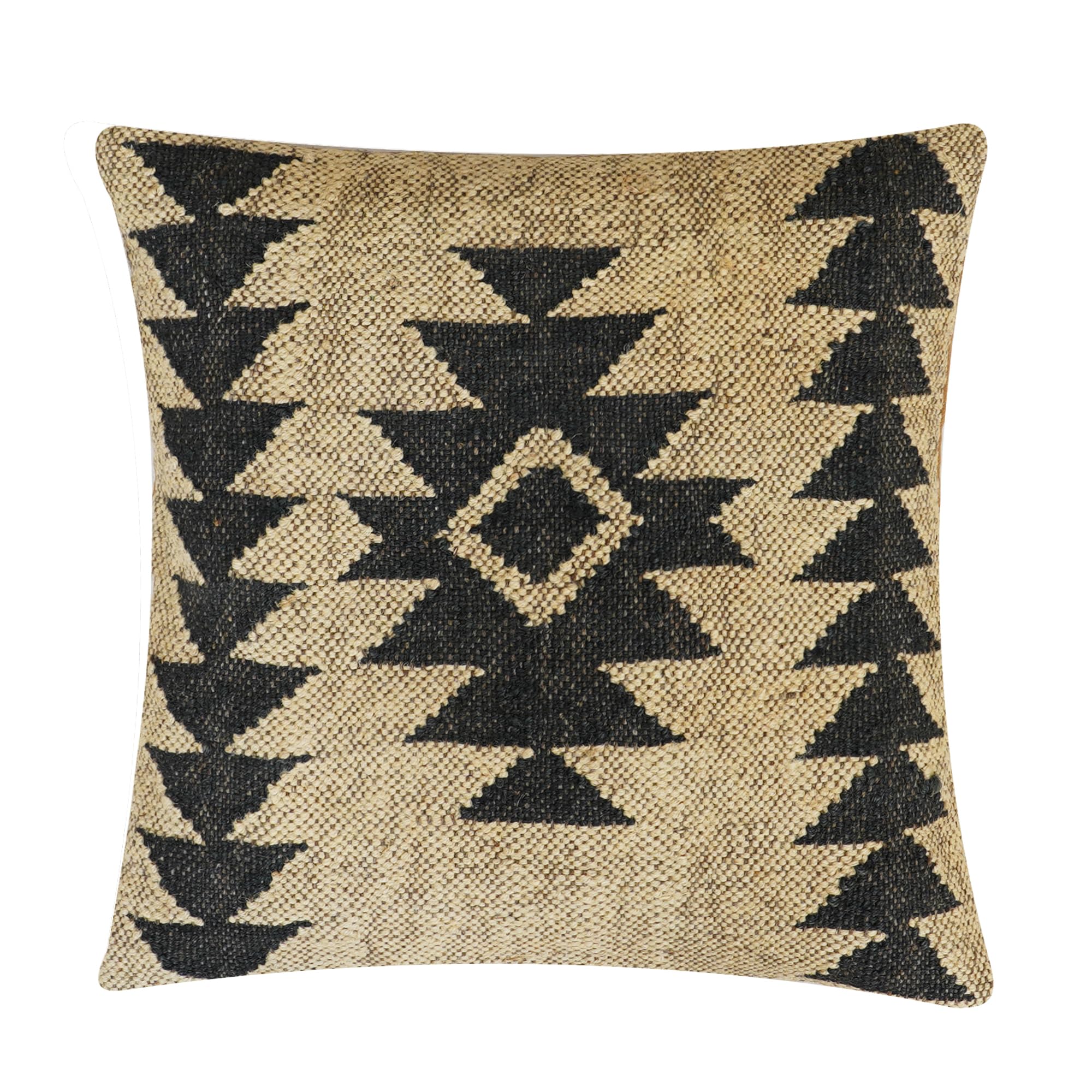 INDACORIFY Fodera per Cuscino Kilim Intrecciato a Mano 18x18 Quadrati Cuscini Indiani da Esterno Decorativo Cuscino Boho in Lana di Iuta per la Decorazione Domestica