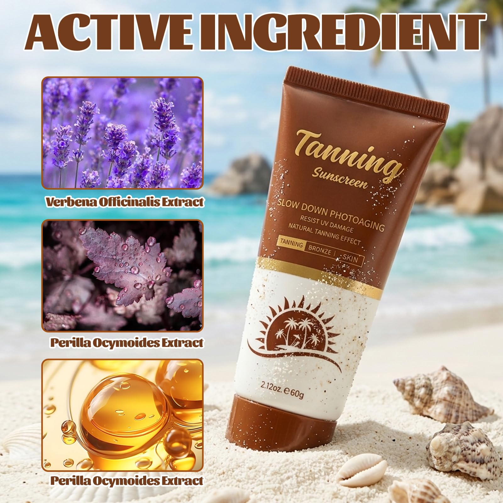 60g Potenciador del Bronceado, Crema de Bronceado Rápido, Loción Bronceadora Rápida, facilita un bronceado homogéneo en cuerpo y rostro, textura ligera de rápida absorción
