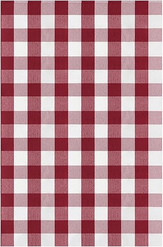 Miniatura 391 de IOHOUZE - Tapete a cuadros estilo búfalo de 5 x 8 pies para interiores y exteriores, lavable, para sala, tapete de bienvenida primavera-verano