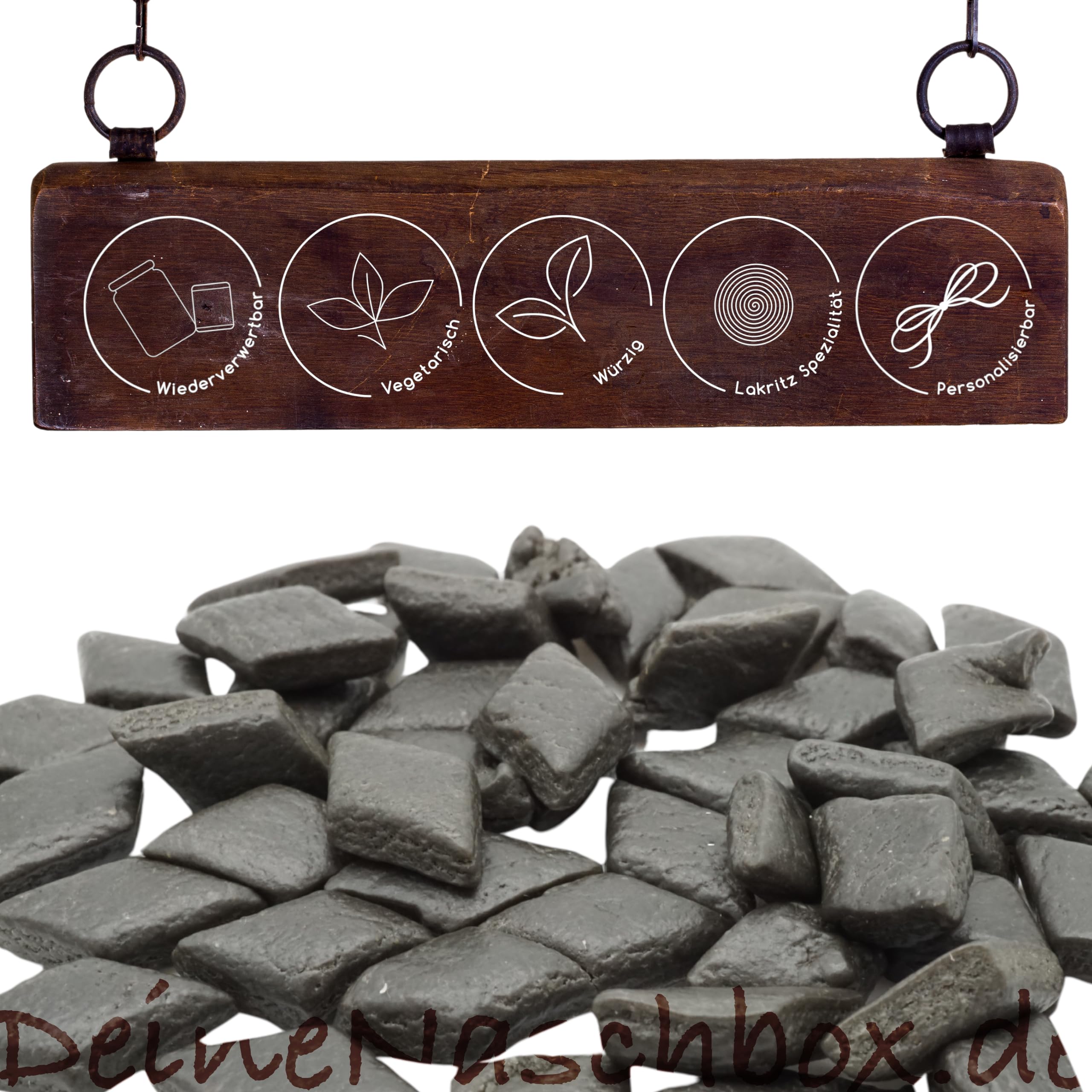 Deine Naschbox | Salmiak Pastillen extra stark | 3kg Mega Pot | XXL Großpackung für Party, Candybar & als Geschenk - Aromatisch würzig - Lakritz