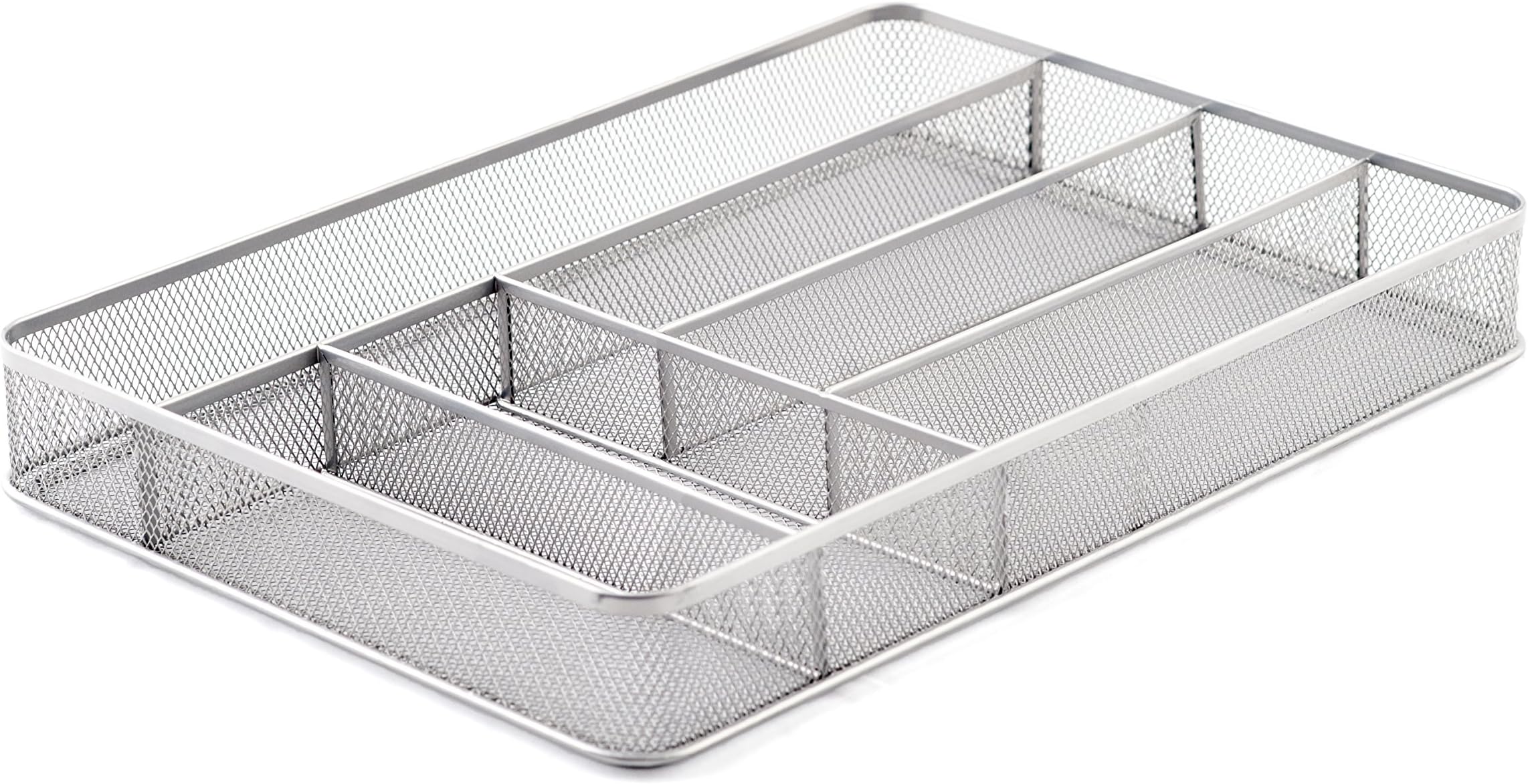 KD Organizers 6-Slot Large Mesh Drawer Organizer: Use as kitchen silverware or cutlery tray, desk drawer dividers for office supplies, bathroom accessories holder and more!
