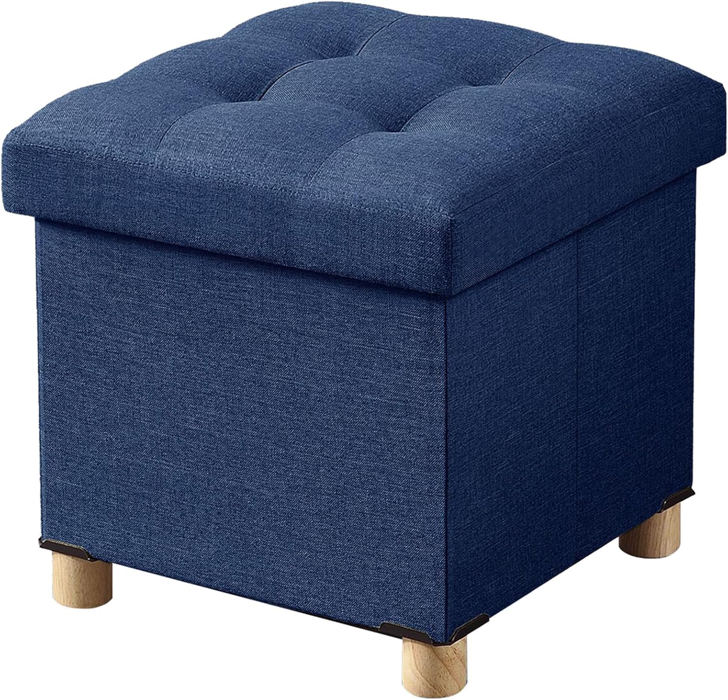 BRIAN &amp; DANY Ottoman with Storage, Square Small Storage Ottoman Foot Rest with Legs, Ottomans Foot Stool for Dorm, Living Room, Entryway 15"x15"x15" (Blue)
