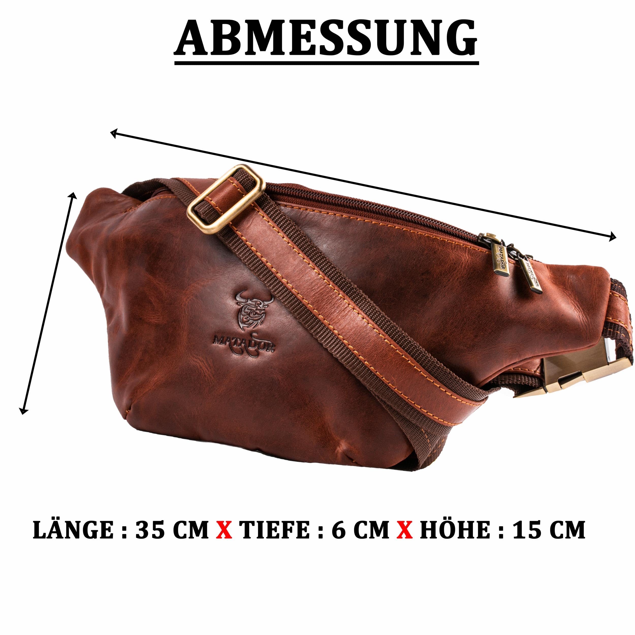 Matador Echt Leder Bauchtasche für Damen und Herren Hüfttasche Outdoor Groß Handytasche Sport Laufgürtel Umhängetasche Geldgürtel für Camping Wandern Fitness Fahrrad Geschenke