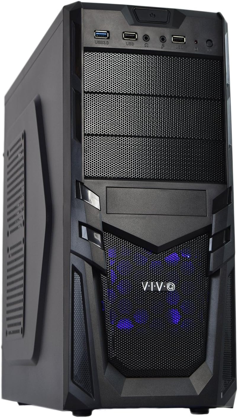 VIVO Black ATX Mid Tower Economy Computer Gaming PC Case, Black Desktop Shell, 4 Fan Mounts, USB 3.0 Port (CASE-V01)