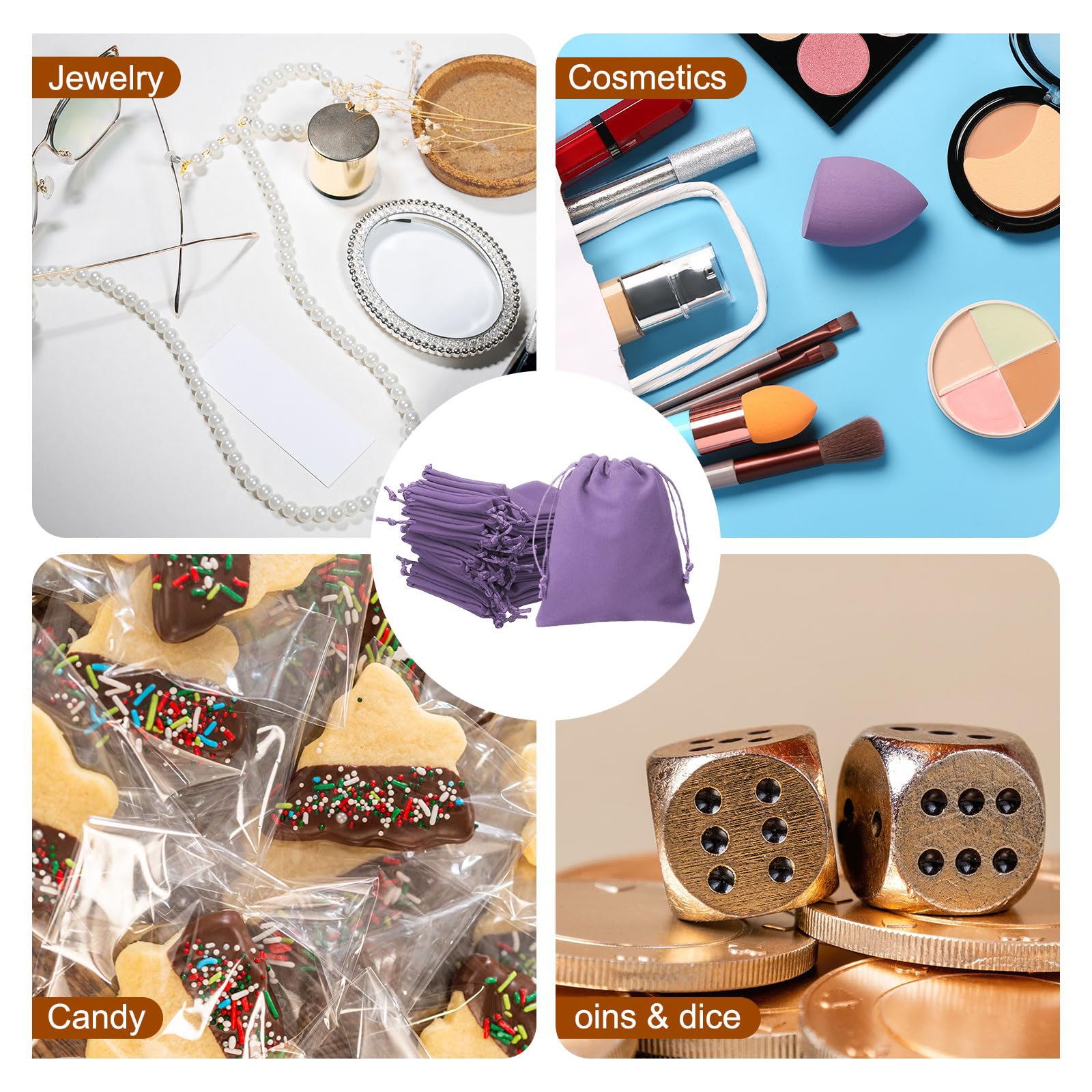 20-Piece Velvet Drawstring Bags - 2x2.8 Inch Jewelry Gift Pouches