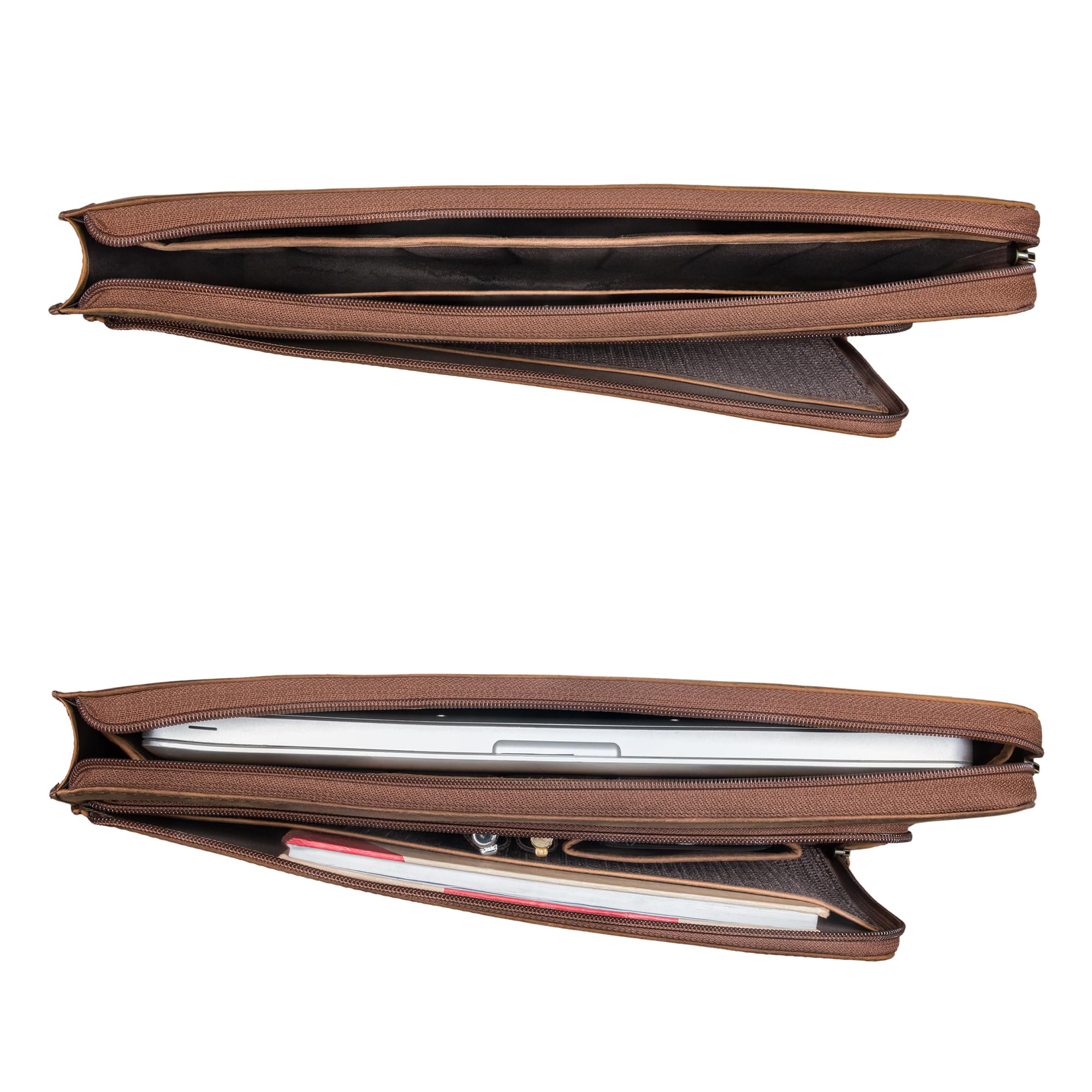 STILORD 'Stefano' Elegante Dokumentenmappe A4 Leder mit Laptopfach - Echtleder Laptop Sleeve 14-15 Zoll für Damen und Herren - Ideal als Businessmappe für die Arbeit, Farbe:sepia - braun