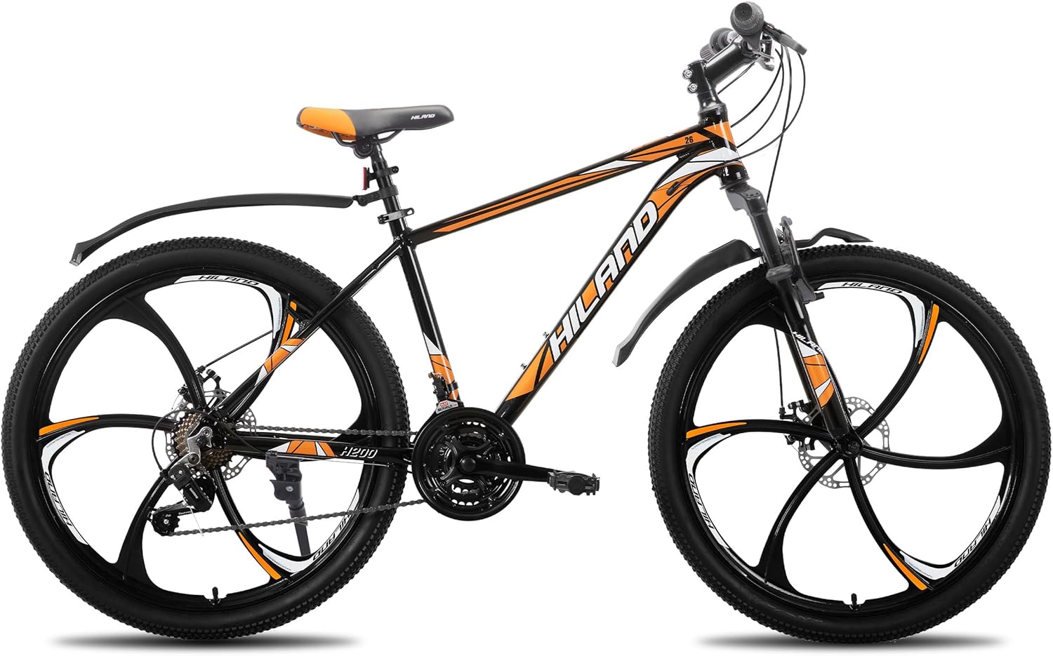HILAND 26" MTB Mountain Bike for Men Women Adults, 18-Speed, Disc Brake, Lightweight Aluminum Frame, 3/6 Spoke Wheel