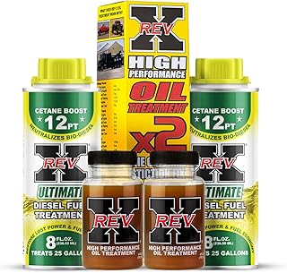REV X Super Ultimate Kit for Diesel - High-Performance Oil Additive - 4 fl. oz. (2 Pack) + Ultimate Diesel Additive - 8 fl. oz. (2 Pack)