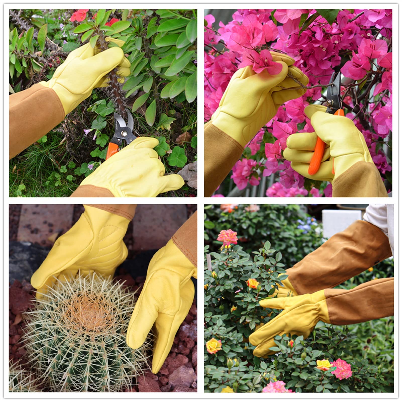 Guanti resistenti al taglio Giardinaggio Guanti per donna-Uomo Pratatura Rose Pratatura a prova di taglio Lungo Protezione in pelle artificiale Guanto Guanti Giardini Guanti da papà DAD DAD DATO REGAL
