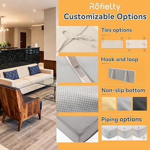 Miniatura 6 de ROFIELTY Cojín de banco de 30 pulgadas, cojín de banco para uso en interiores y exteriores, cojín de columpio impermeable y duradero, resistente al