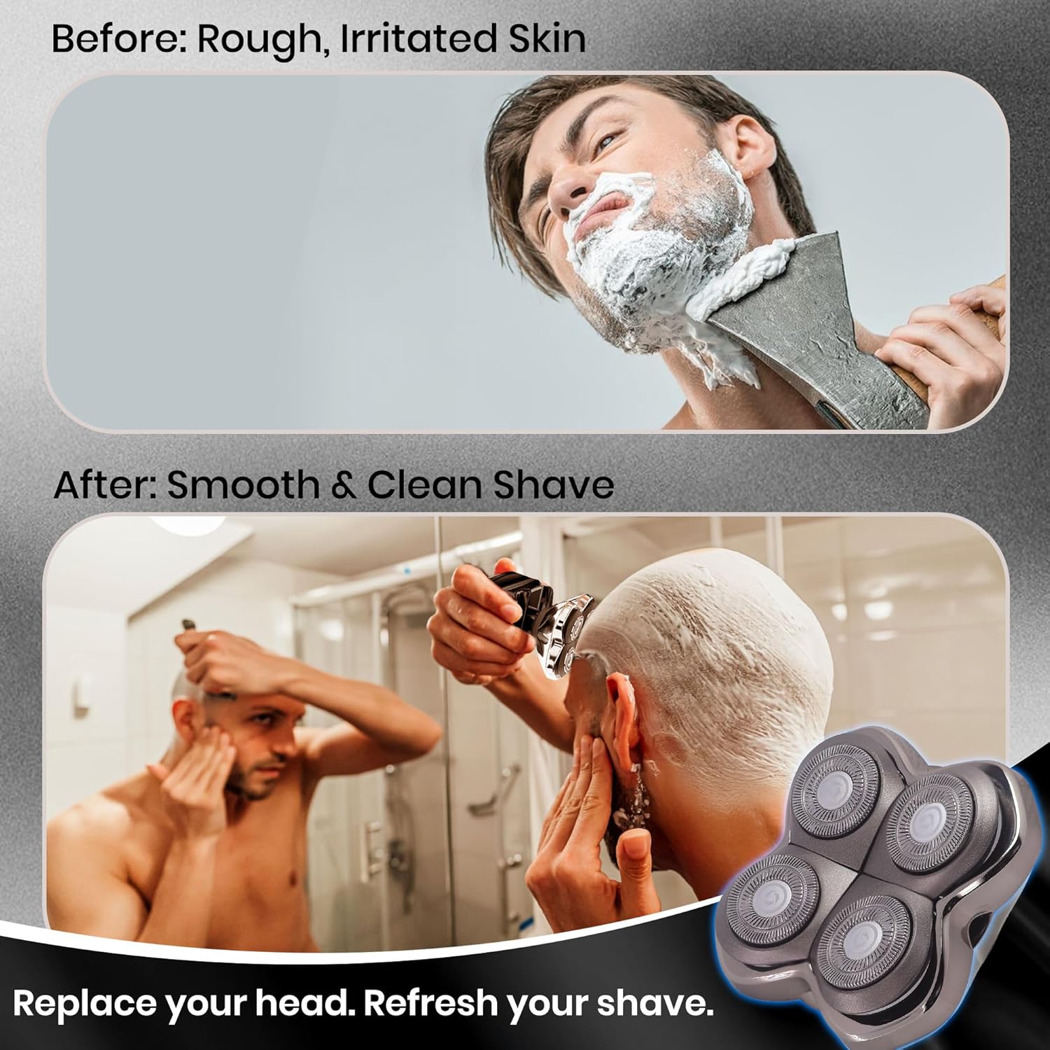 2 Pack Pro 4 Shaver Replacement Heads for Pitbull Shaver Gold PRO, Silver PRO, Platinum PRO, Floating 4 Heads for a Fast, Close and Smooth Shave - Image 6