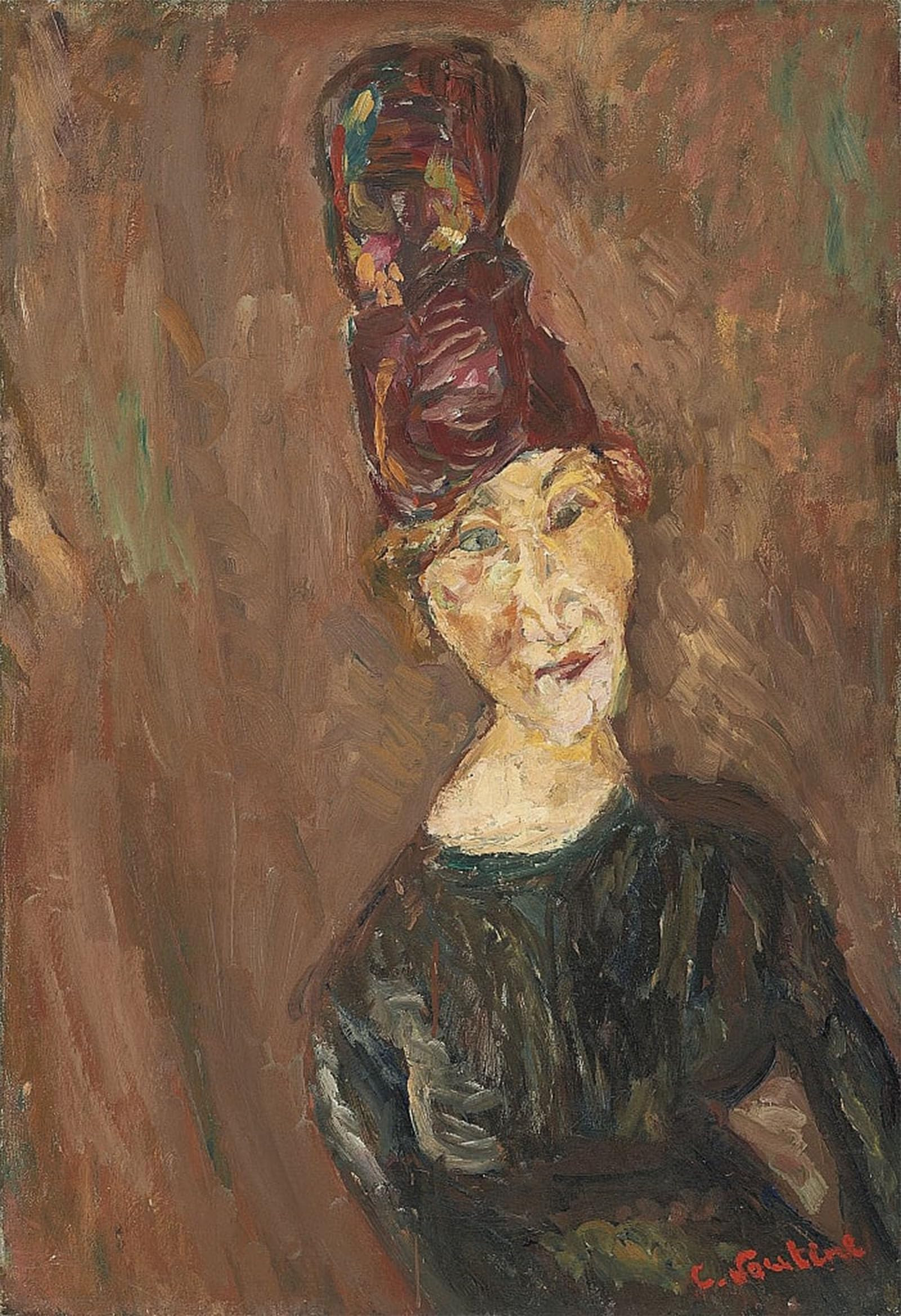ARTXLXXBN Famous Painting Art Wall Decor Abstract Art Picture the Woman with the Big Hat by Chaim Soutine Animal Pictures for Home Decor 60x90cm