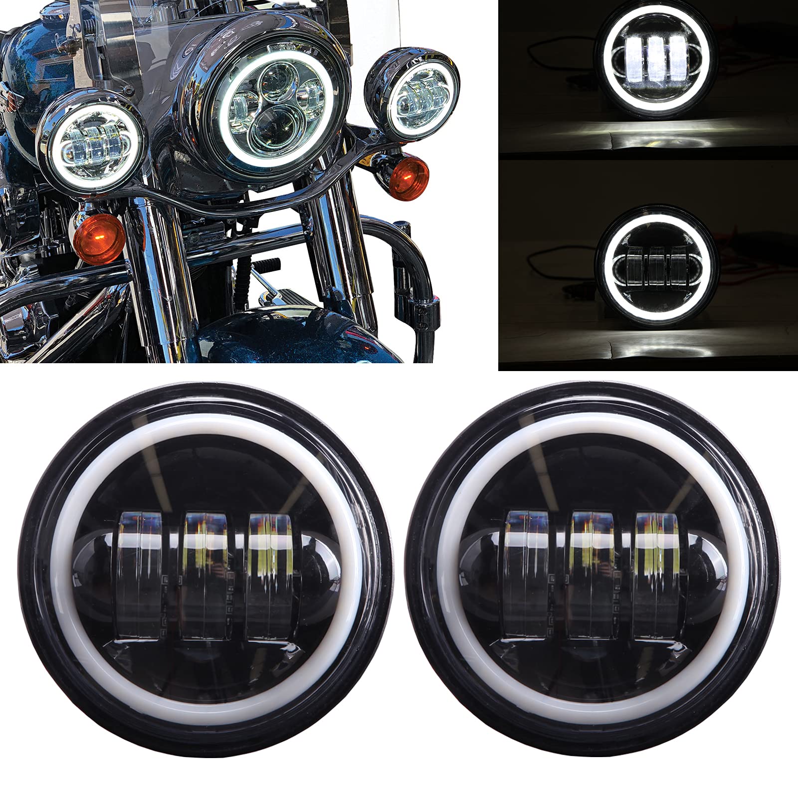2PCS 4.5 "LED fendinebbia che passa luce moto fendinebbia per Road King Glide Street Glide Electra.