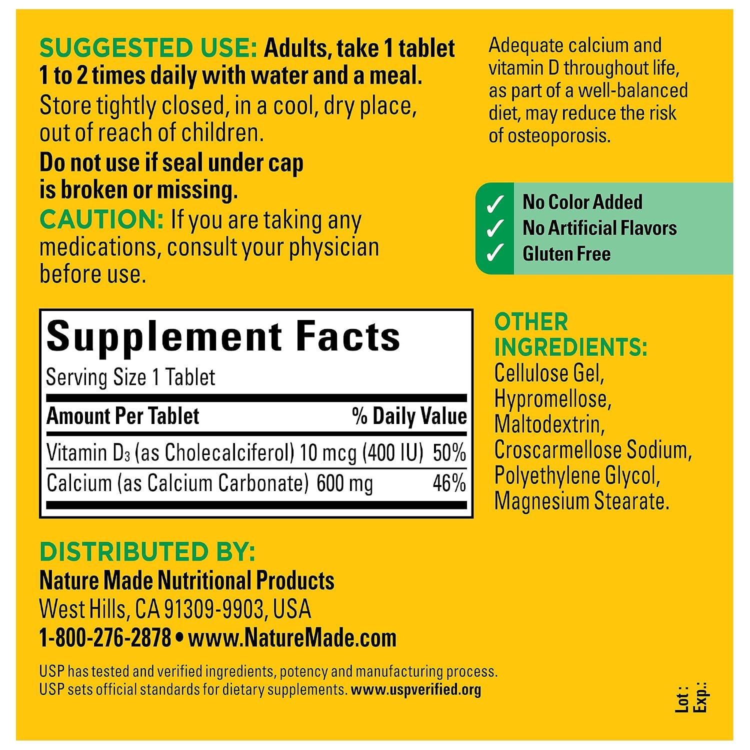 Nature Made Calcium 600 mg with Vitamin D3, Dietary Supplement for Bone Support, 220 Tablets (pack of 1) 7 Nature Made Calcium 600 mg with Vitamin D3, Dietary Supplement for Bone Support, 220 Tablets (pack of 1) - Image 5