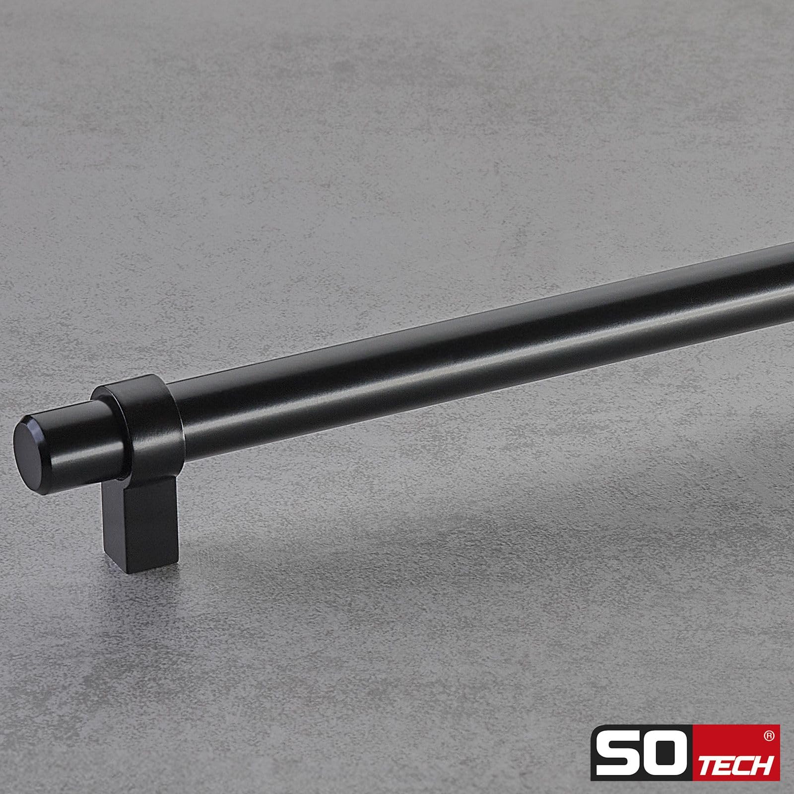SOTECH 10er Set Möbelgriffe G20 Stahl schwarz matt lackiertStangengriffe Ø 14 mm Bohrlochabstand (BA) 890 mm Relinggriffe Gesamtlänge 930 mm