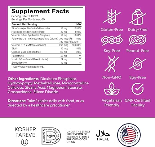 Miniatura 5 de Zahler Vitaminas del complejo B para mujeres y hombres, complejo de vitamina B, complejo de vitaminas B con B1 B2 B3 B5 B6 B7 B9 B12  Sistema