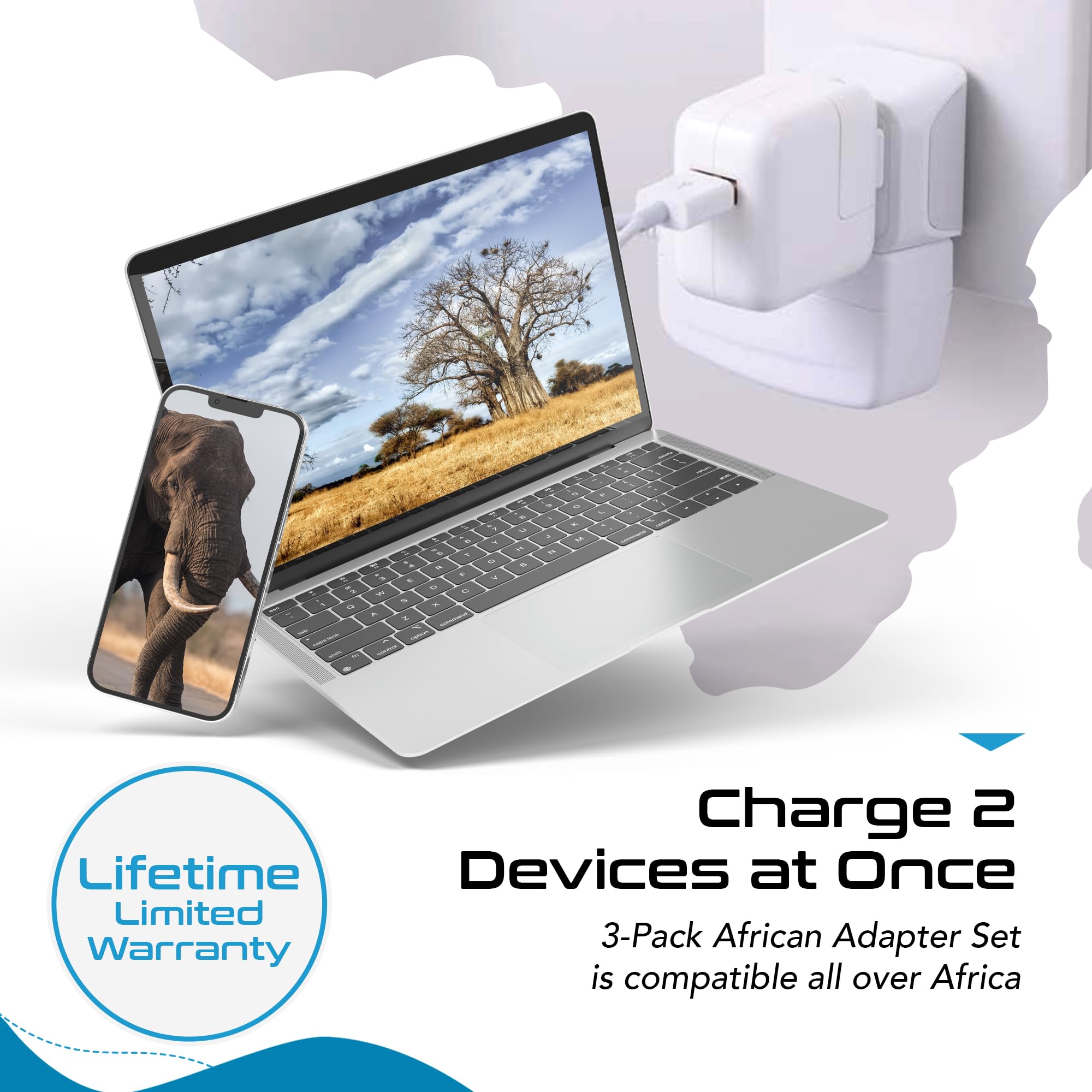 Ceptics - Adaptador de Enchufe de Viaje para Sudáfrica, Namibia con Doble Entrada de EE. UU.